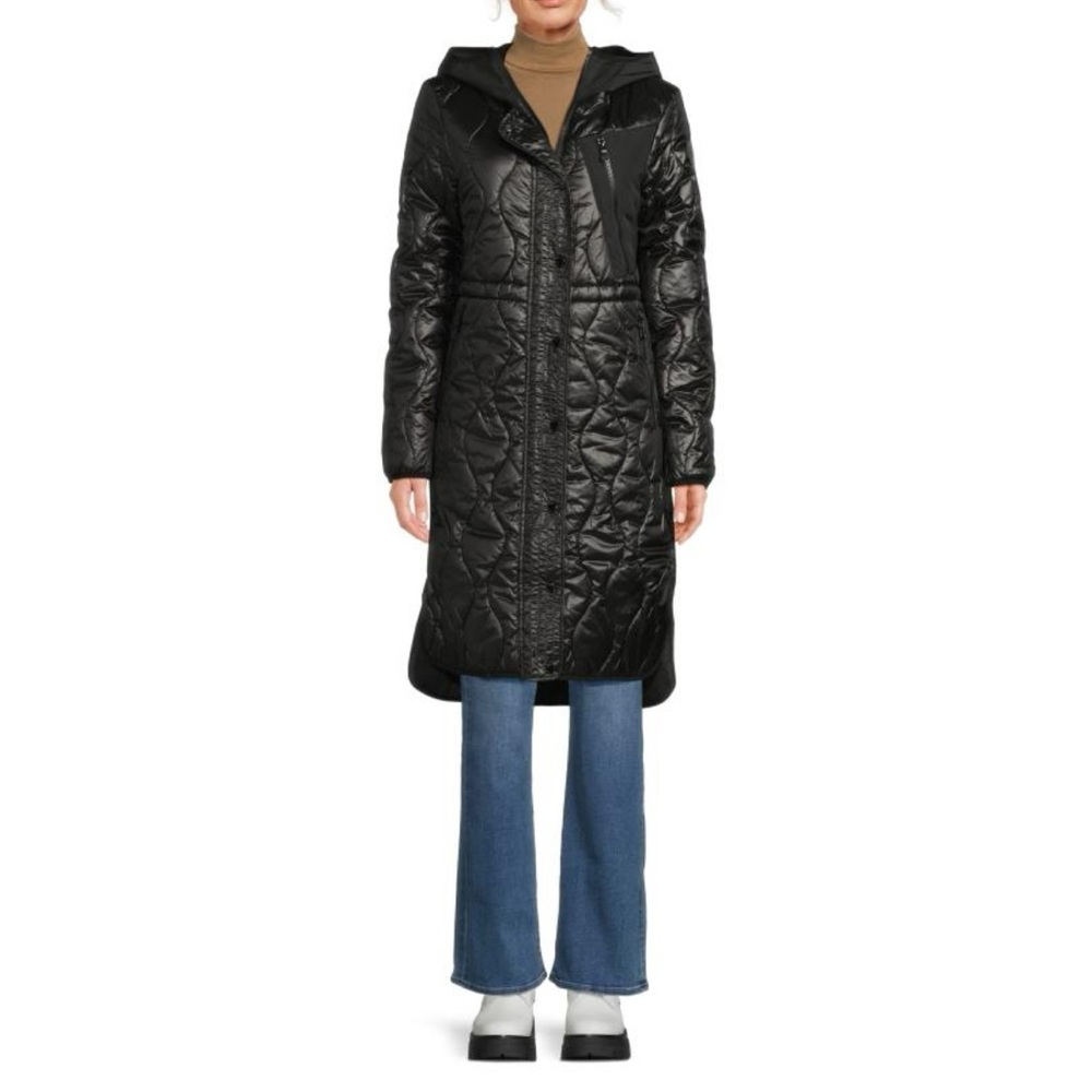 Pajar Sterling Black Quilted Hooded Long Puffer Coat Sustainable NWT M